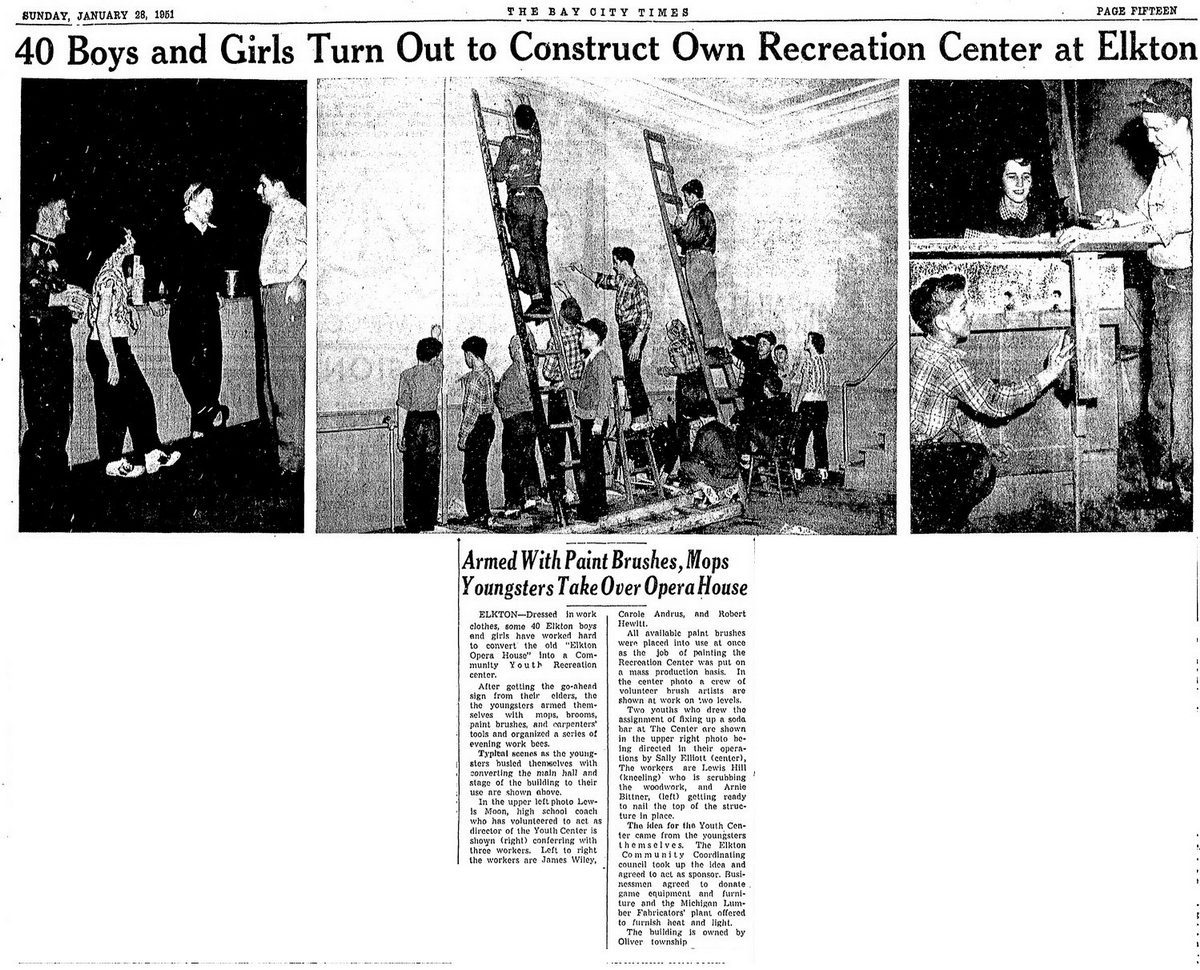 Elkton Opera House - Jan 1951 Article On Conversion To Rec Center (newer photo)